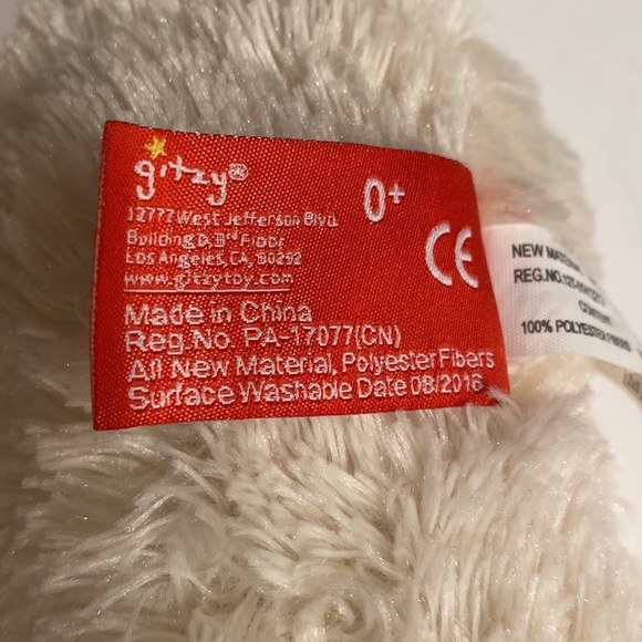 GITZY Valentines Day Plush White Toy Dog Puppy Red Beanie Scarf Brown Nose - Picture 10 of 14